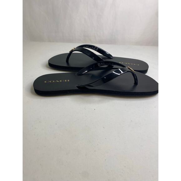 Womens Coach Zayn Black Flip Flop Sandals Size Large 9 10 Rubber Coated - Picture 9 of 14
